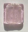 1 25x25x7mm Pink with Foil Lampwork Flat Square